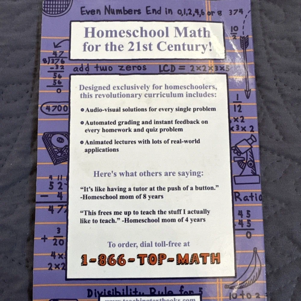 Teaching Textbooks Math 7 CD's Cd-Rom Set Self Grading Home School 7th Grade